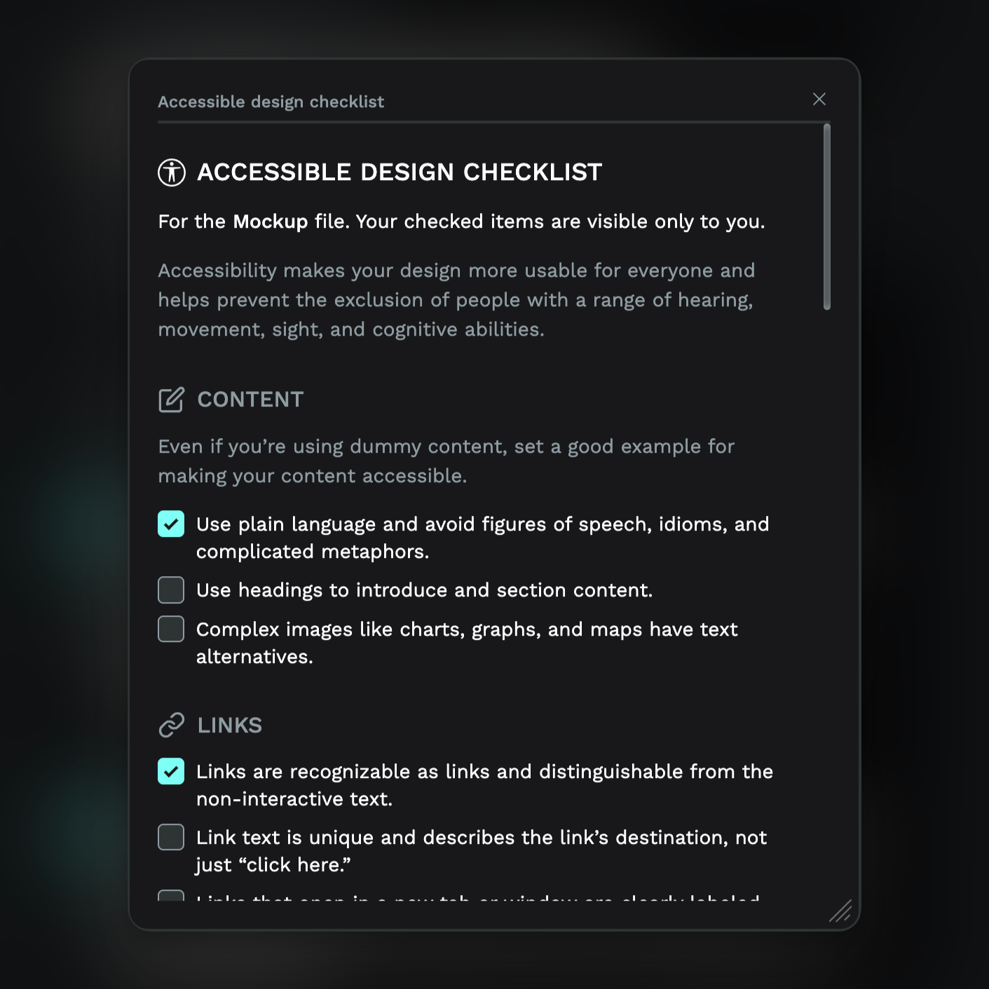 Accessible Design Checklist screenshot 2