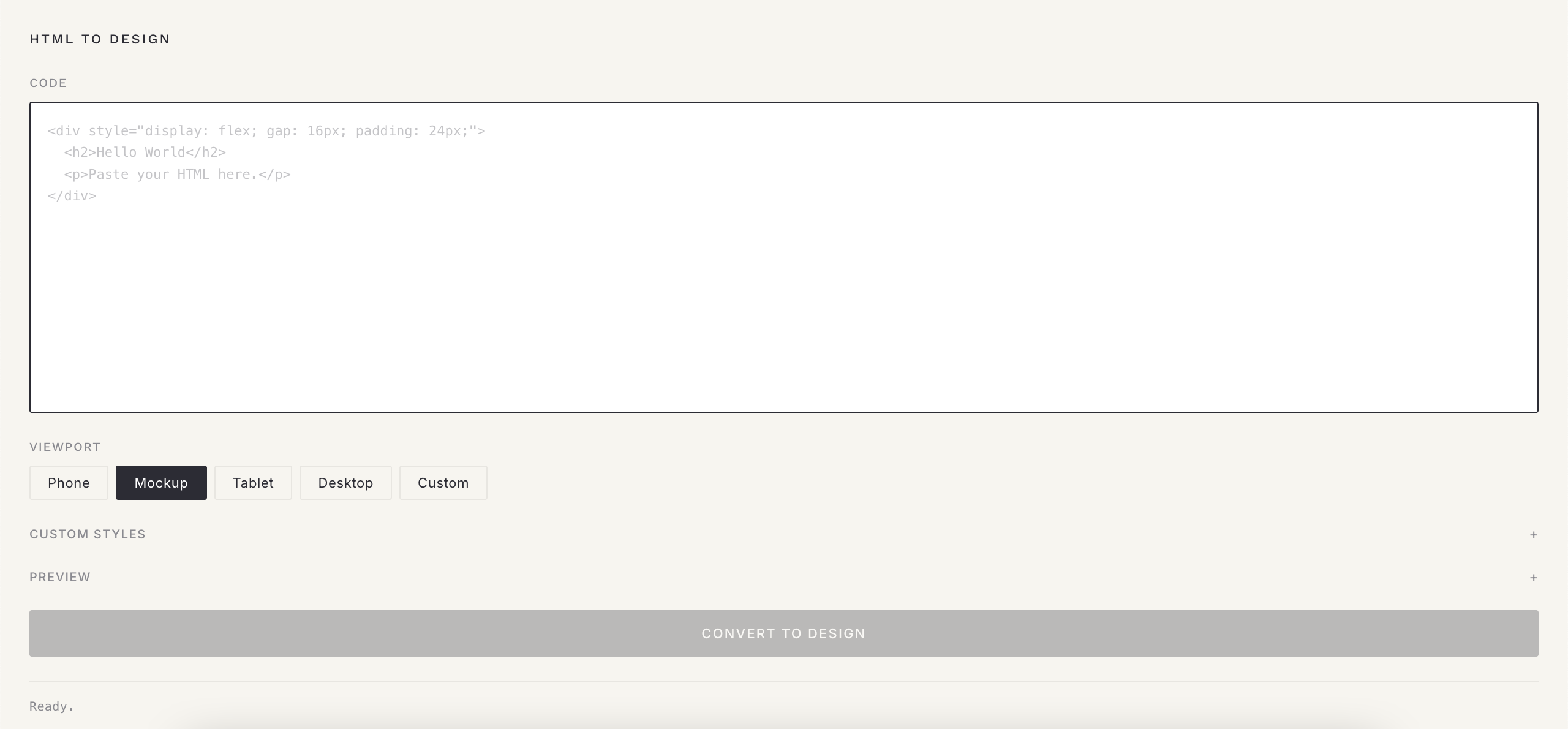 HTML TO DESIGN screenshot 1