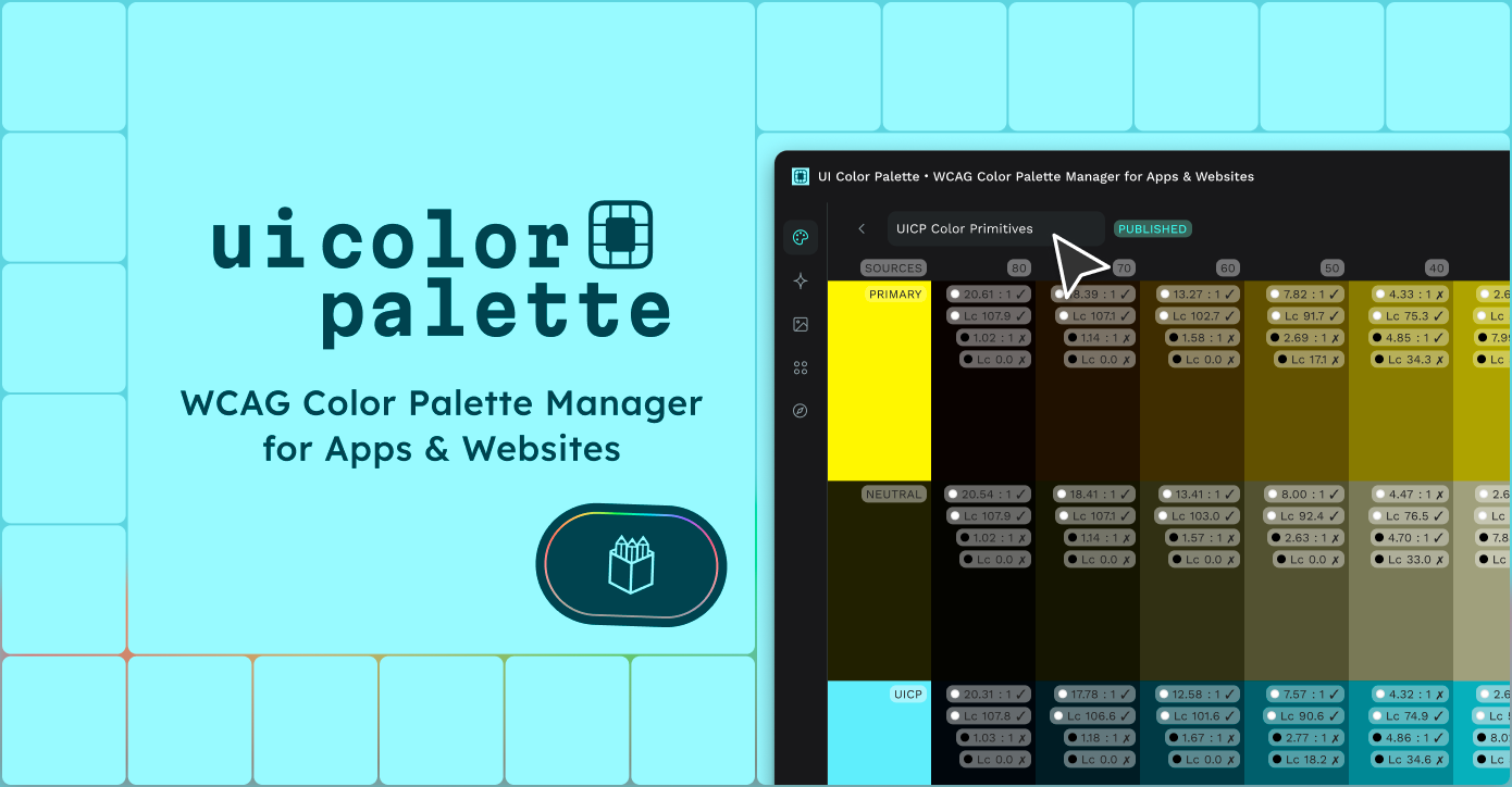 UI Color Palette /one・WCAG Color Palette Manager for Apps & Websites