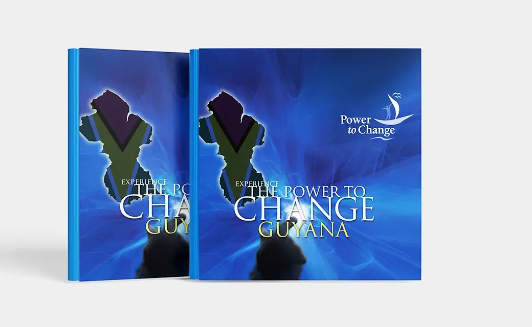 Cover of the “Experience the Power to Change Guyana” booklet.