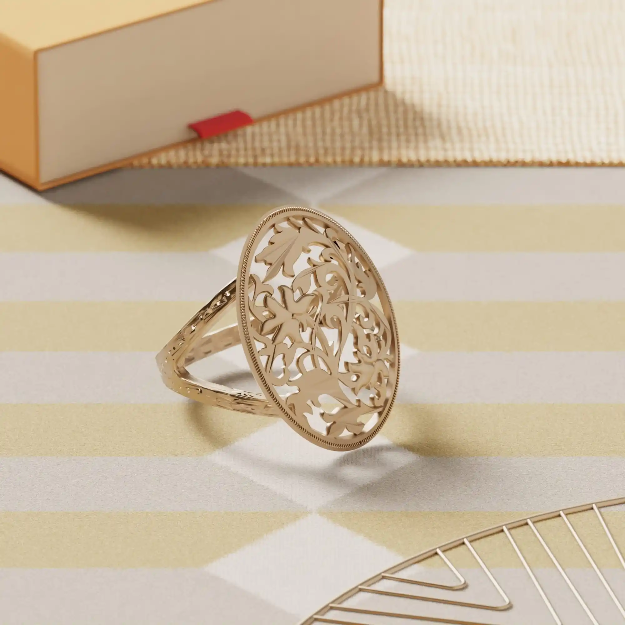 Jewelry photography of ring on lifestyle background using domyshoot 
