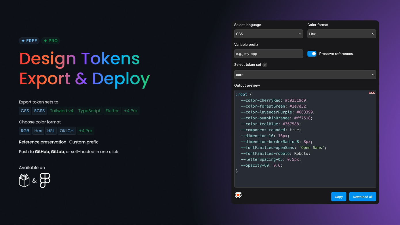 Design Tokens Export & Deploy