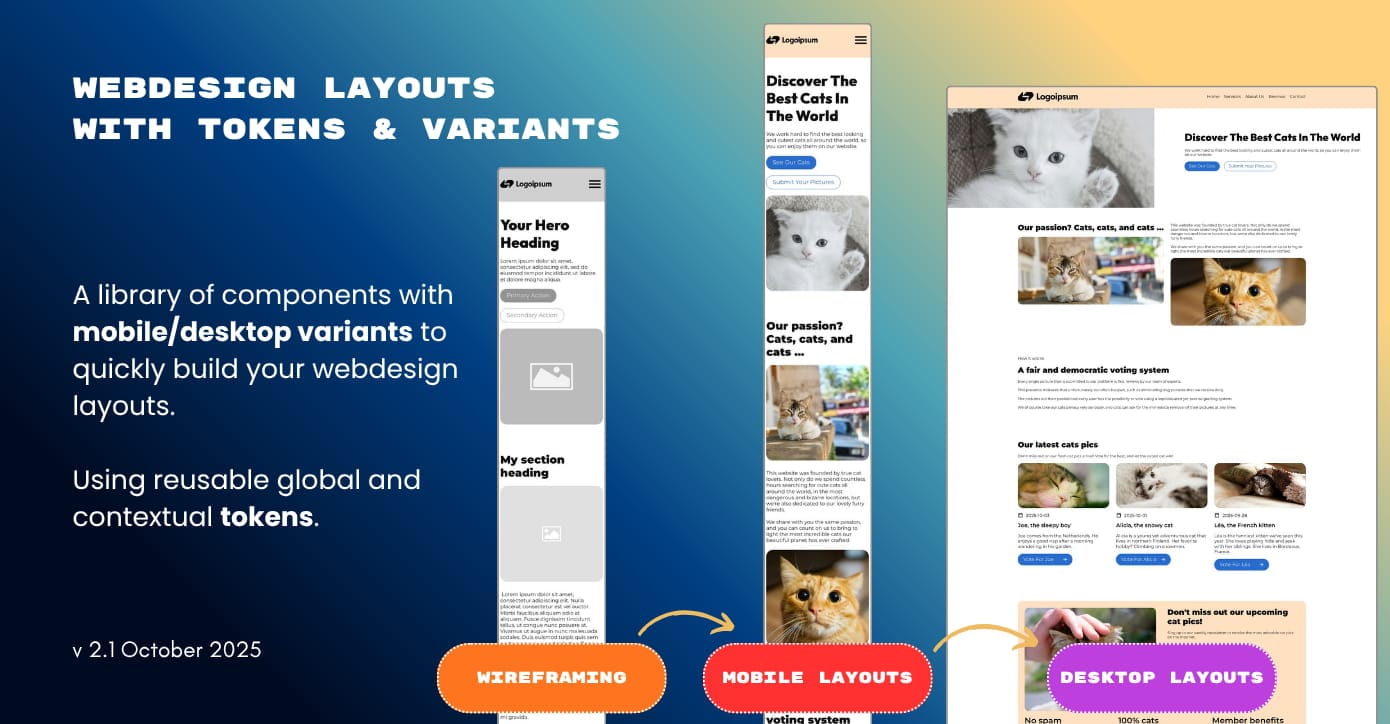 Webdesign Layouts with tokens and variants screenshot 1