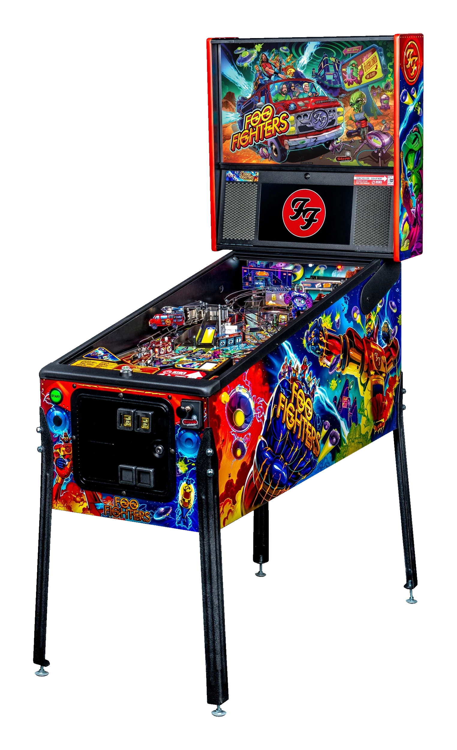 Foo Fighters Stern pinball machine cabinet