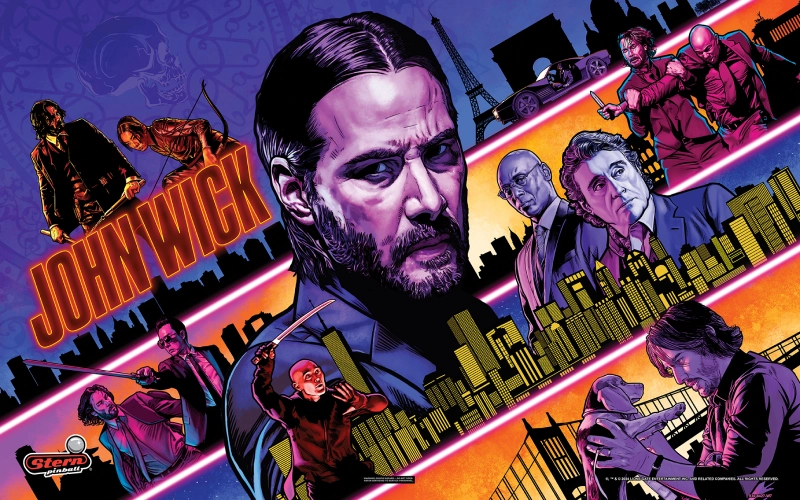 John Wick Stern Pinball backglass artwork